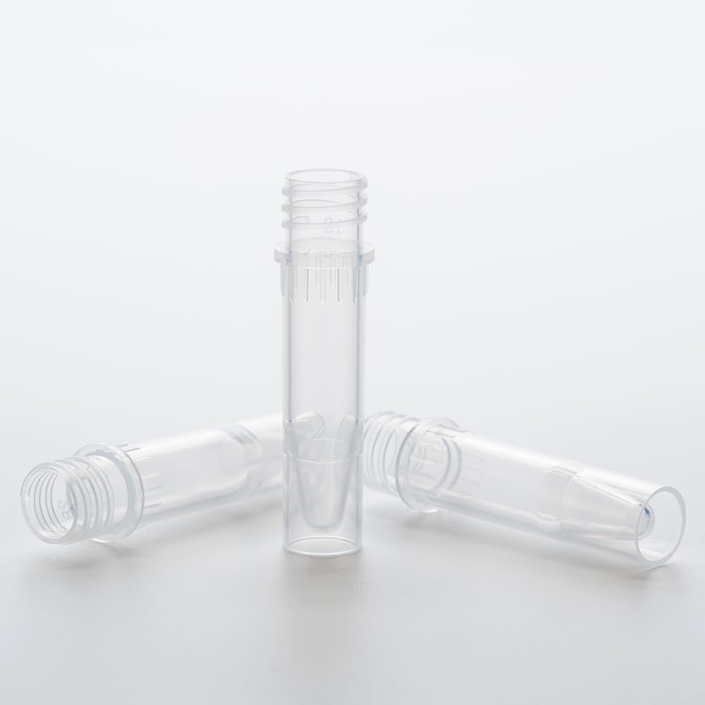 Microtubes à bouchon à vis de 1,5 ml, flacons cryogéniques, tube autoportant, transparent non stérile, PP, 500 tubes/paquet, 10 paquets/boîte