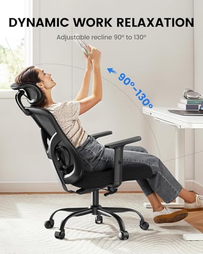 Image of NOBLEWELL Ergonomic Office Chair with Padded Lumbar Support, 2D Headrest, Adjustable Armrests, Upgraded Contoured Seat Cushion, 130 Rocking Tilt, Computer Gaming Chair for Home Office, Pack of 6