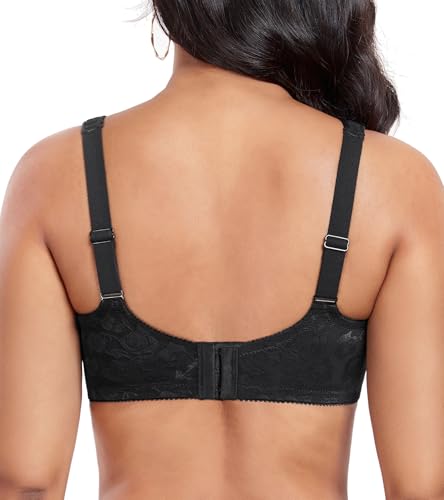 DotVol Sutiã feminino minimizador com aro confortável para uso diário não acolchoado, Preto