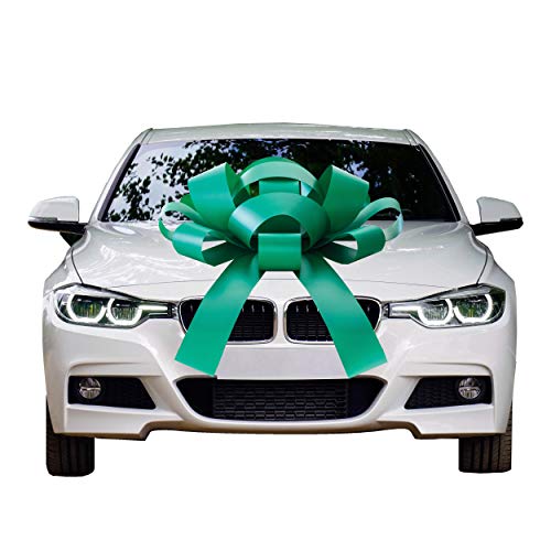 CarBowz Big Green Car Bow, Giant 30" Bow, Non Scratch Magnet, Weather Resistant Vinyl