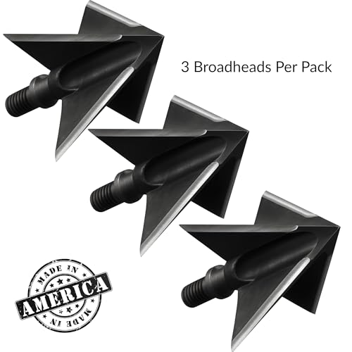Tooth Of The Arrow XL 125 Grain Broadhead – 100% USA Made – Fixed Blade Broadhead for Compound Bow & Crossbow – 1-3/16” Cut – One-Piece Solid Steel – Field-Point Accurate – 3 Pack