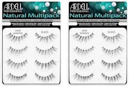 Ardell Demi Wispies False Eyelashes Black, Eye Make-Up Enhancement, Full Volume Strip Lashes - 4 pairs, 2 Pack
