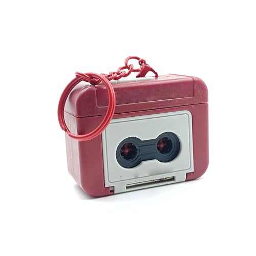 Image of Retro Cassette Tape Recorder Keychain | Mini Voice Recorder and Music Player with 15-Second Recording | Vintage Keyring Gift for Bag, Backpack, Purse | Keychain for Men and Women
