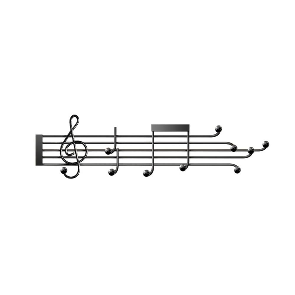 Zyyanshop Black Wall Coat Rack Creative Entry Door Hooks Light Luxury Musical Note Hanging Clothes Rack No Hole Metal Wall Mounted Racks