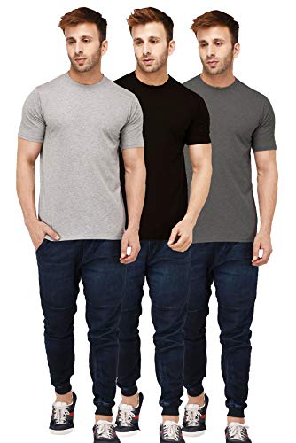Image of Solid Men Half Sleeve Round Neck T-Shirt (Pack of 3)