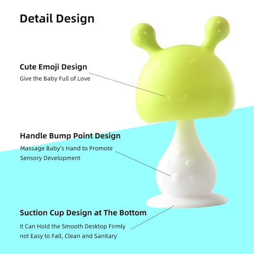Image of Kidology Silicone Mushroom Teethers, Self-Soothing Pain Relief Soft Baby Toys Sensory Montessori Fine Motor Skills Toy for Babies Toddlers 3 + Months