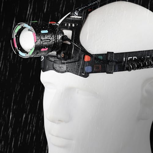 Linterna frontal LED impermeable y ajustable para acampada 5