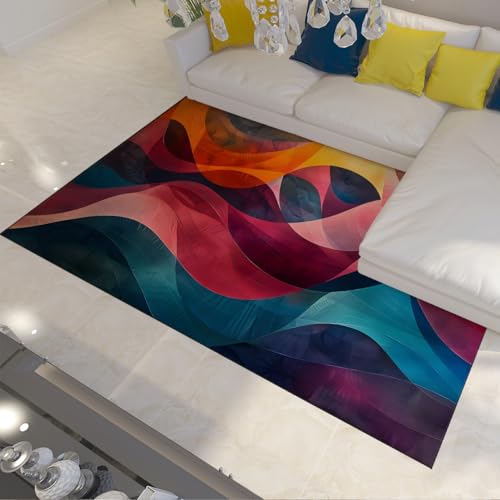 Tapis d'art moderne abstrait ondulé 120x150 haut de gamme pour sol