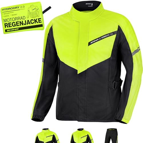 SHIMA HYDRODRY 2.0 Motorrad Regenbekleidung Jacke Wasserdicht Reflektierend Damen Herren Set für Regenkombi Waterproof Regenschutz Atmungsaktiv Motorradkombi (Jacken Unisex, Fluo, XXL)