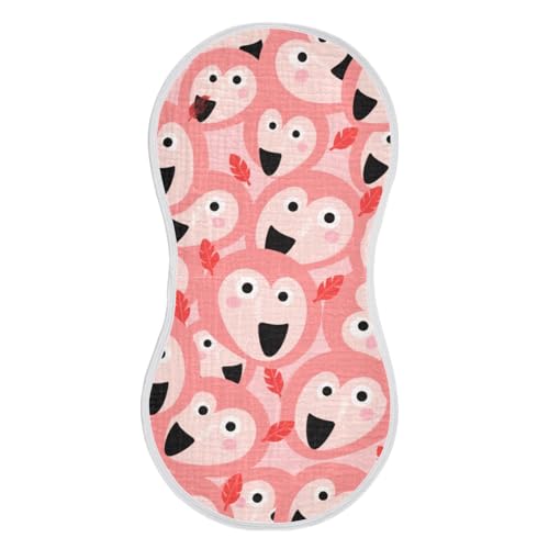 Cartoon Cute Animal Pink Cotton Burp Cloths Baby Good Absorbent Baby Burp Rags for Set of 2, 22x11in2