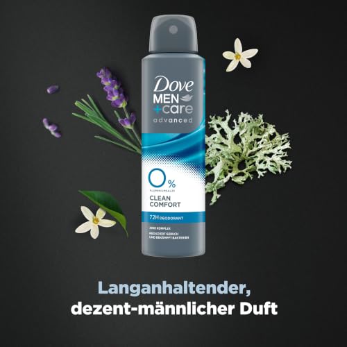 Dove Men+Care advanced 0% Deo-Spray Clean Comfort mit Zink-Komplex und 2-fach Schutz ohne Aluminiumsalze 150 ml (Packung mit 5) – Ansicht 5
