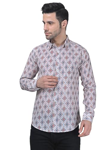 Image of TryBuy Exclusive Men's Printed Full Sleeve Casual Linen Shirt