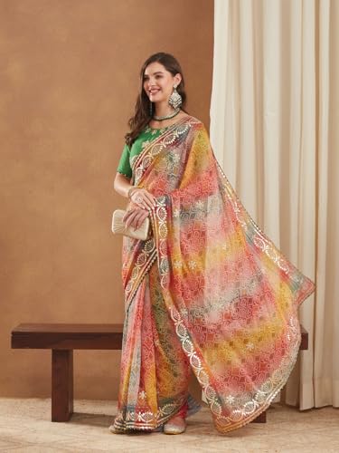 Image of Women's Banarasi Silk With Jacquard Print Saree With Blouse