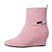 WAYDERNS Women's Suede Warm Casual Ankle High Round Toe Zip Wedge Solid 2 Inch Dating Low Heel Boots Pink Size 7.5 - Tacon Bajo para Mujer