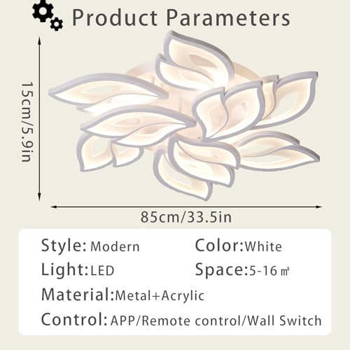 Plafonnier LED moderne 65W lumière du jour 6500K variable avec télécommande - 7