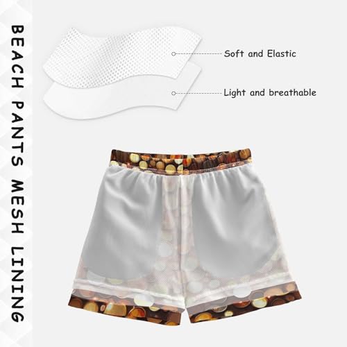 Pigsaly Boys Swim Trunks Chocolate Brown Caramel Gradient Flashing Glitter Boys Board Shorts Swimsuit Swimwear 3T4