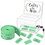 Havawish Enter to Win Raffle Ticket Box with 500 Raffle Ticket Double Roll and Slot Clear Acrylic Donation Box with Lock 6.3