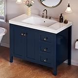 DWVO 42 Inch Bathroom Vanity with Sink Combo, Modern Bathroom Storage Cabinet with Resin Basin, Three Holes, 2 Doors & 3...