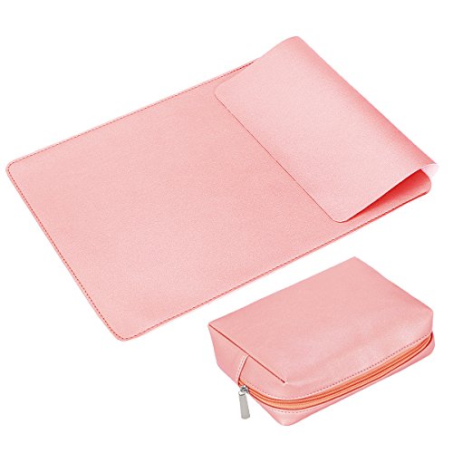Image of Enthopia 15-15.4 Inch Slim Laptop Sleeve for 15 Inch MacBooks /Other 15 Inch Slim Laptops Protective Cover with Organiser Pouch for Mouse,Charger,Hard Disk,Pen Drive,etc - Vegan Leather (Pink)