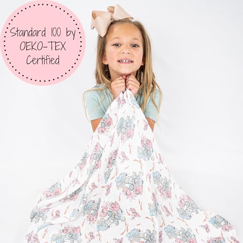 Image of LollyBanks Baby Blanket, 100% Cotton Muslin Swaddle for Baby Girls, Soft and Breathable 47 x 47 Inches Receiving Blanket, Lightweight Newborn Swaddle, Newborn Essentials Must Haves (Lotus Print)