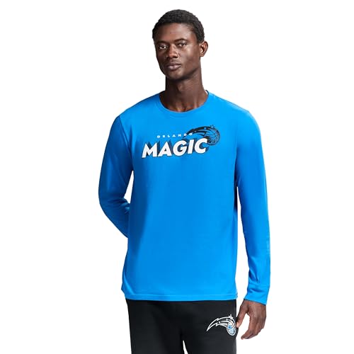Game 7 x NBA Officially Licensed Men's Graphic Long Sleeve Lightweight Crew Neck Cotton T-Shirt, Orlando Magic, L, Blue