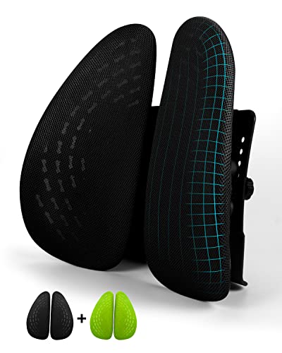 WEEKSUN Coussin Lombaire de Soutien Ergonomique avec 2 Paires de Housse en Maille 3D Respirante pour Soulager Douleur du Lombes et Correction de Posture pour Chaise De Bureau, Siège d'Auto Cover