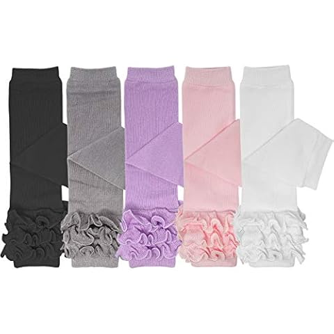 Bowbear 5 Pair Cheerful Ruffles Baby Leg Warmers, Pink, Purple, Black, White, Gray Cover