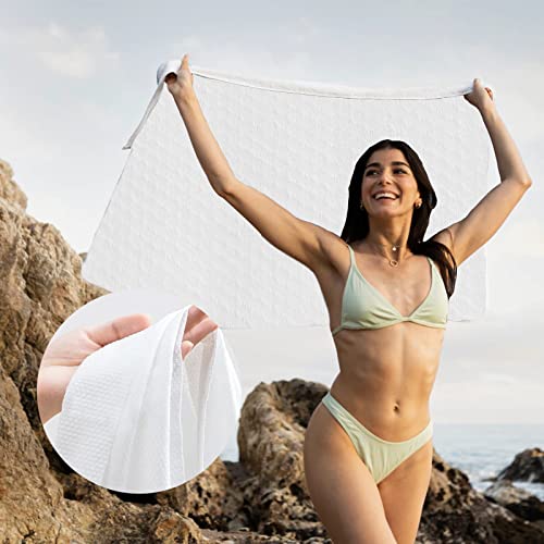10 Pieces Large Compressed Towels 42 X 27 Inch Disposable Bath Towel Tablets Large Cotton Bath Towels Beach Portable Individually Wrapped Soft Durable Reusable For Camping Hiking Swimming Travel #TOP4