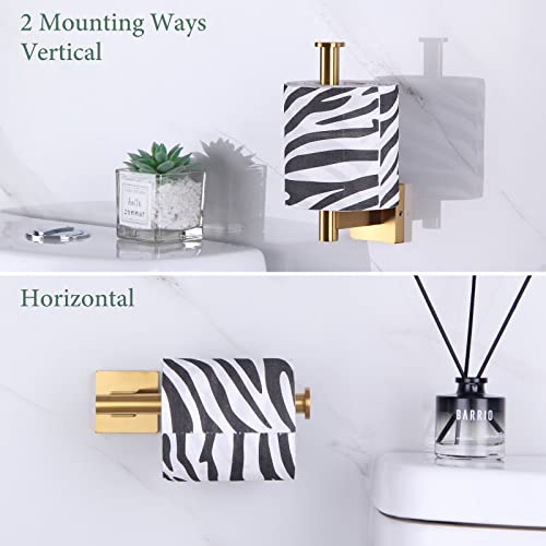 Toilet Paper Holder, Suyar Sus304 Stainless Steel Toilet Tissue Holder, Bathroom Toilet Roll Holder For Wall, Brushed Gold #TOP3