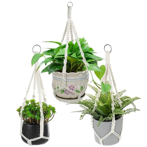 ZYEKIU Lot de 3 Suspension Plante Intérieure Pot Suspendu Plante Interieur Pots Fleurs à Suspendre Pot Fleur Suspendu Boho Paniers de Décoration pour Intérieur Extérieur Jardin Balcon Patio