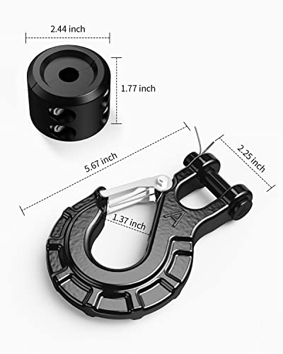 Kolvoii Synthetic Winch Rope, Winch Cable Kit 1/4" X 50Ft 8500Lbs With Steel Winch Hook, Protector Sleeve And Rubber Stopper For Towing Atv Utv Suv Truck Etc(Black Hook) #TOP5