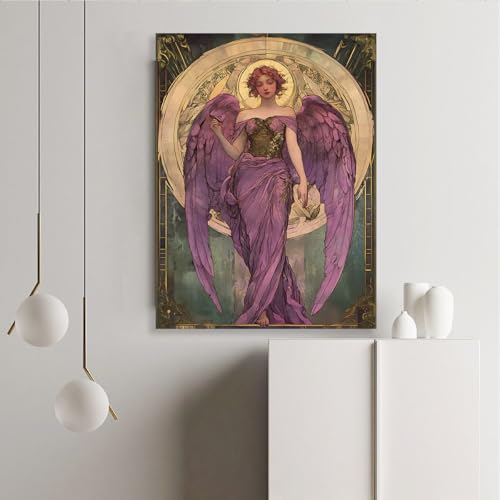 Art nouveau Purple Girl OSHIONARTE estampe fantasy portrait victorien violet 70x100