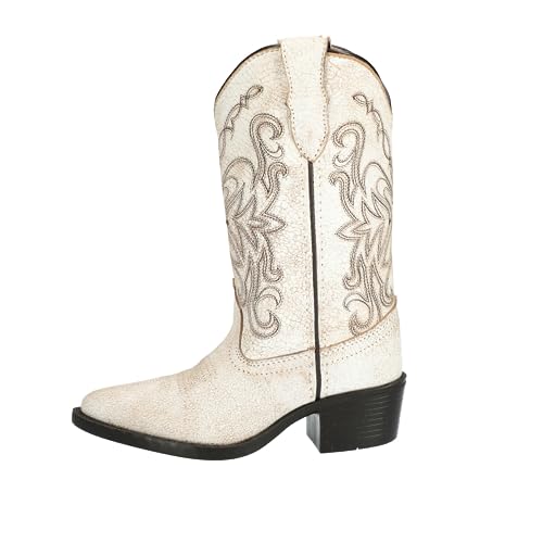 Kid's Carolina Antique White Leather Western Boot