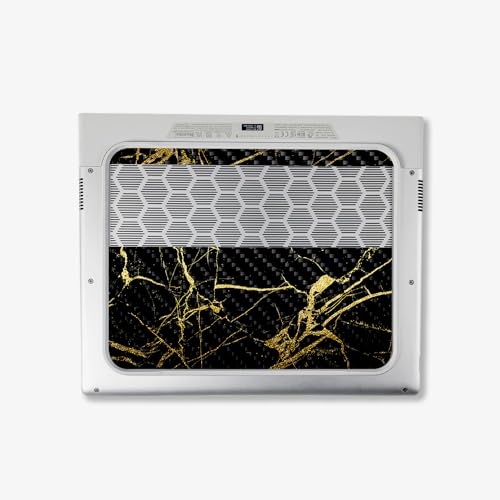 Image of MightySkins Carbon Fiber Skin Compatible with Alienware X14 R2 (2023) Full Wrap Kit - Black Gold Marble | Protective, Durable Textured Carbon Fiber Finish | Easy to Apply | Made in The USA