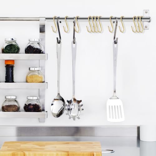 POPETPOP 25 Stück Kleine S Haken, 2,2cm Mini Metall Aufhängehaken für DIY Handwerk Hängenden Schlüsselanhänger Schmuck Namensschild Golden