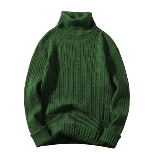 Men's Ribbed Design Warm Sweater High Neck Solid Color Casual Slim Fit Base Pullover Sweater