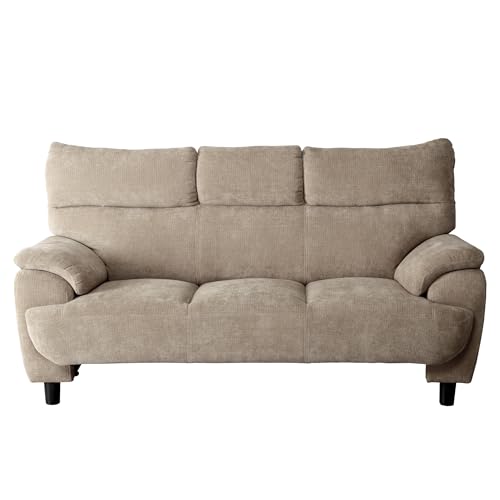 3人掛けソファ ファブリック 幅183×奥行90×高さ90×座面高42cm ベージュ 474061