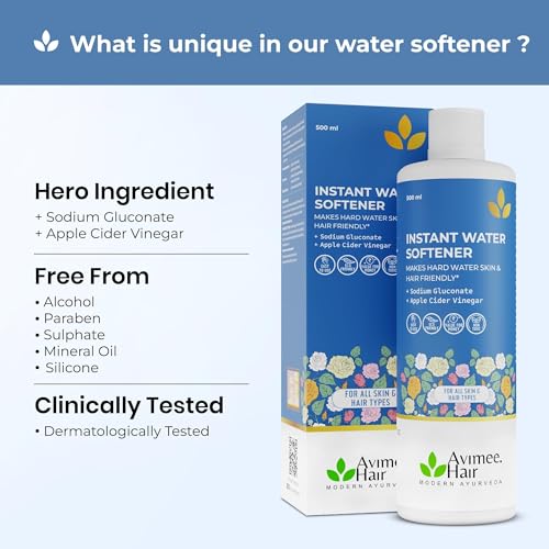 Image of Avimee Herbal Instant Water Softener | Makes Your Water Hair & Skin Friendly | Reduces Hair Fall & Skin Itching |Disables Hardness & Maintains pH Level | Non Toxic & 100% Safe (400ml each (Pack of 3))