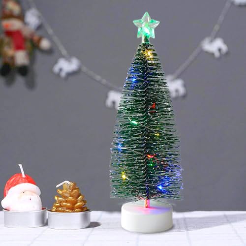 Image of LED Mini Christmas Tree with Lights - Battery Operated Tabletop Christmas Decoration with Colorful LED & Star Topper - Xmas Party Home Desk Decor (15 Cm x 6 cm)-3 Pcs