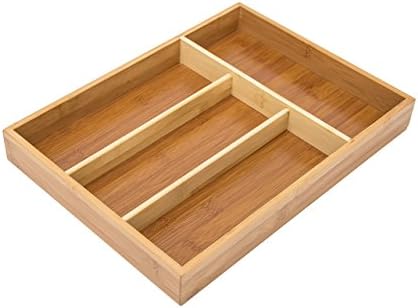Portaposate Bambù 4 Scomparti | Organizer Da Cassetto Per Cucina E Ufficio - Foto 11