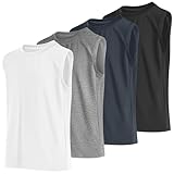 Cooraby 4 Pack Boys Sleeveless Workout Tank Top Dry-Fit Active Athletic Performance Undershirt Cool Training...