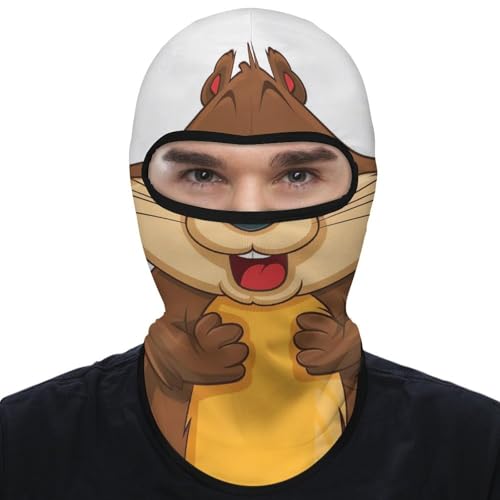 Balaclava con caricatura animada de castor para hombre y mujer, mascarilla facial con protección solar y respirable para senderismo, ciclismo, running y manejo miniatura 1