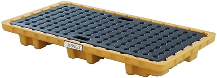 Modular Spill Containment, 1/2 Drum Spill Platform, Industrial Stackable Oil Drum Storage Tray with Forklift Pockets, Detachable Modular Containment Pallet for ，Yellow 1pcs 130x68x15cm