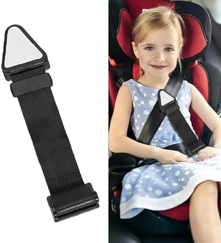Seat Belt Adjuster for Kids, Child Assisted Safety Belt, Simple Assist Comfort Shoulder and Neck Protector Strap Restrictor with Clips and Traps for Children,Kids Car Seat Belt Adjuster,Children's Travel Essentials(Black)