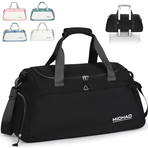 Hnyoou Large Gym Bag Duffle Bag, Sports Bag Travel Bags for Women Men with Shoes Compartment and Waterproof Wet Pockets, Sports Bags for Sport Traveling Swimming Yoga Hiking Camping, Black