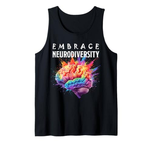 Embrace Neurodiversity, Rainbow Color Brain Neurodivergent Camiseta sin Mangas