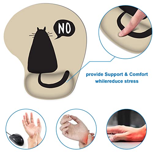 Britimes Ergonomic Mouse Pad With Wrist Support Lonely Cat Back View Mouse Pads With Non-Slip Rubber Base For Home Office Gaming Working Computers Laptop Easy Typing & Pain Relief #TOP4