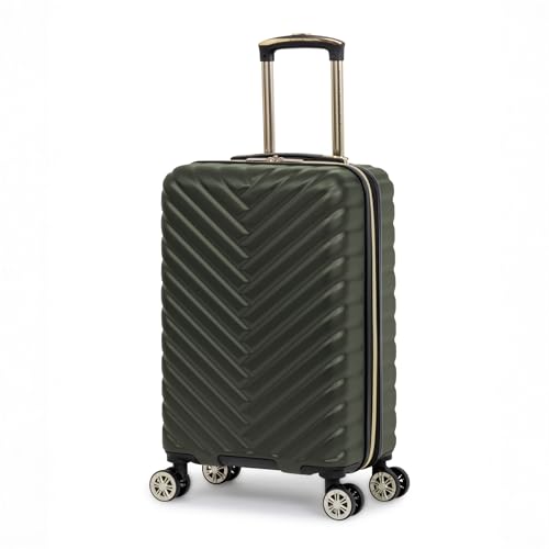 Image of Kenneth Cole REACTION Madison Square Lightweight Hardside Chevron Expandable Spinner Luggage, Olive, 2-Piece (20 inch Carry On + Sophie Backpack), Kenneth Cole Reaction Women's Madison Square Hardside