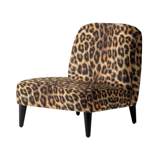 Hzeswody Leopard Armless Accent Chair Cover, Universal Armless Accent Slipper Chair Covers, Stretch & Washable Slipper Chair Slipcover Spandex Removable Non-Slip & Soft Chair Cover