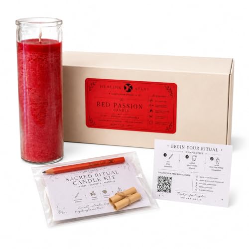Red Passion Manifestation Candle Kit – 8" Ritual Prayer Candle with Intention Scrolls, Pencil & QR Guide for Passion, Confidence, Motivation & Strength by Healing Atlas - Used condition - US$13.36